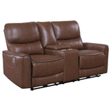 Greenfield Upholstered Power Reclining Loveseat Saddle Brown | Brown | Saddle Brown | 610265P