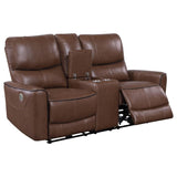 Greenfield Upholstered Power Reclining Loveseat Saddle Brown | Brown | Saddle Brown | 610265P