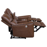 Greenfield Upholstered Power Reclining Loveseat Saddle Brown | Brown | Saddle Brown | 610265P