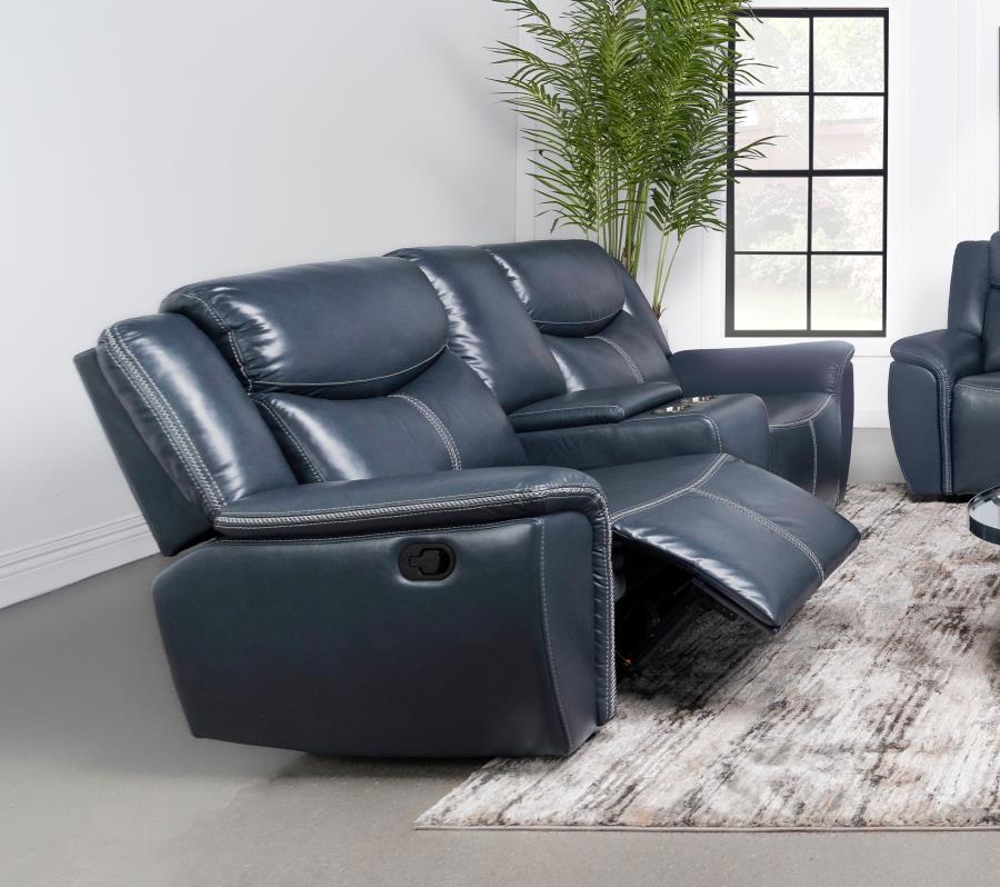 Sloane Upholstered Padded Arm Reclining Loveseat Blue | Blue | 610272