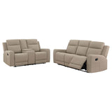Brentwood 2-piece Upholstered Reclining Sofa Set Taupe | Beige | Taupe | 610281-S2