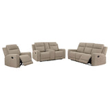 Brentwood 3-piece Upholstered Reclining Sofa Set Taupe | Beige | Taupe | 610281-S3