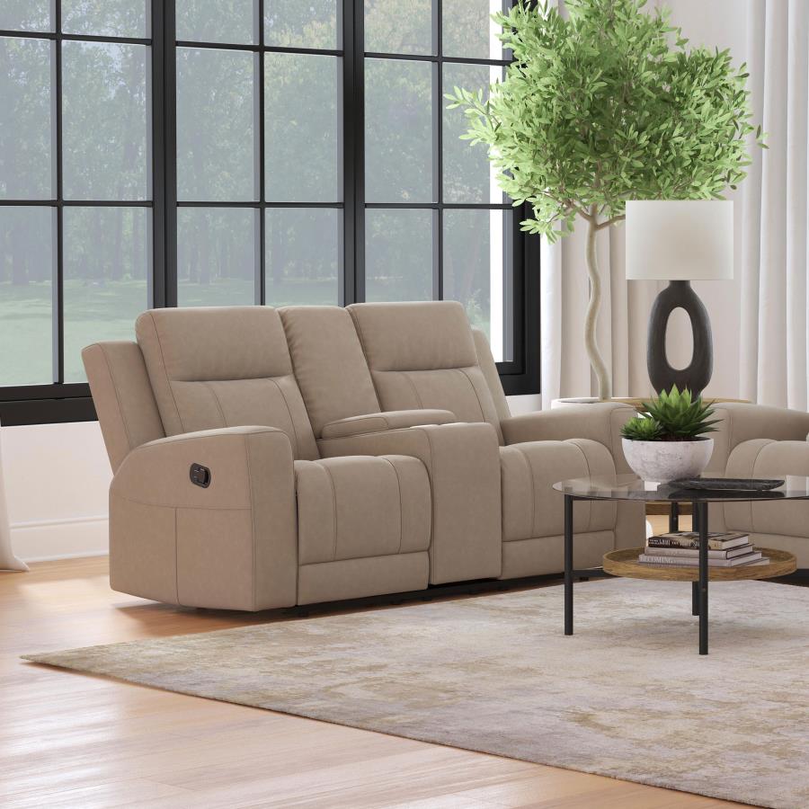 Brentwood Upholstered Motion Reclining Loveseat Taupe | Beige | Taupe | 610282