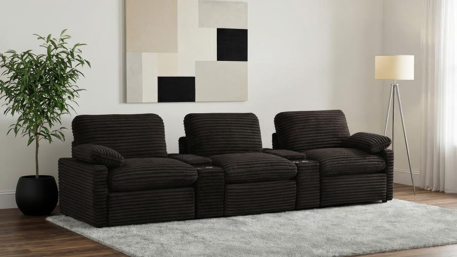 Collins 5-Piece Power Reclining Home Theater Seating Chocolate Brown | Brown | Chocolate Brown | 610351PT