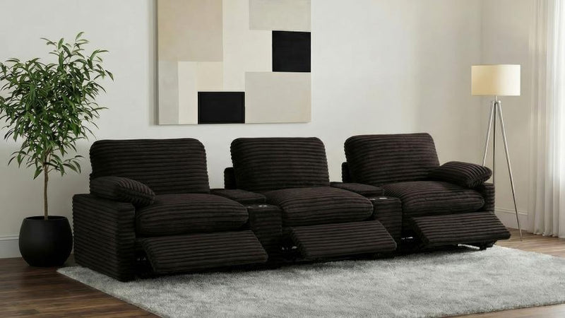 Collins 5-Piece Power Reclining Home Theater Seating Chocolate Brown