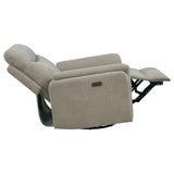 Adler Upholstered Power Swivel Glider Recliner Greige