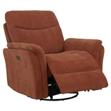 Adler Upholstered Power Swivel Glider Recliner Rust | Orange | Rust | 610433P