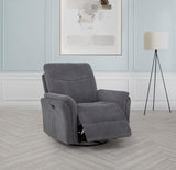 Adler Upholstered Power Swivel Glider Recliner Charcoal Grey | Grey | Charcoal Grey | 610443P