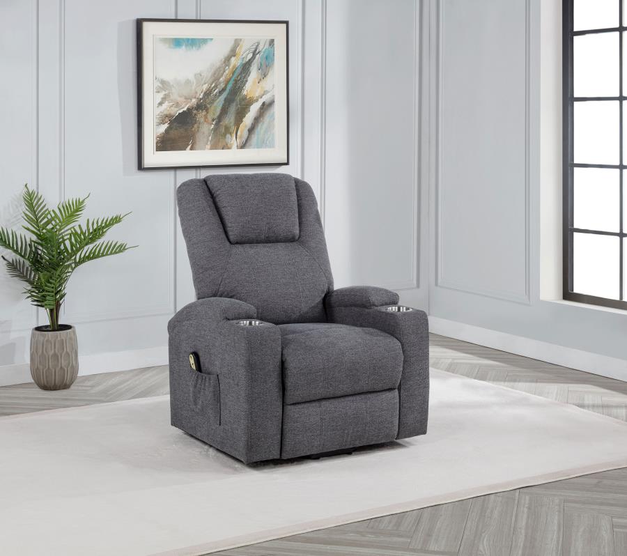 Louie Chenille Upholstered Power Lift Massage Chair Grey | King | Grey | Dark Grey | 610453P