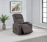 Louie Chenille Upholstered Power Lift Massage Chair Brown | King | Brown | 610463P