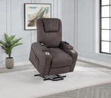 Louie Chenille Upholstered Power Lift Massage Chair Brown | King | Brown | 610463P