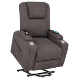 Louie Chenille Upholstered Power Lift Massage Chair Brown | King | Brown | 610463P