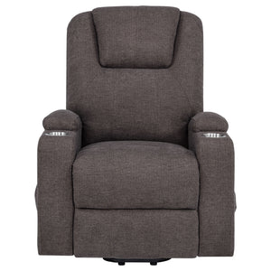 Louie Chenille Upholstered Power Lift Massage Chair Brown
