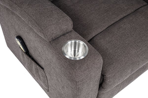 Louie Chenille Upholstered Power Lift Massage Chair Brown