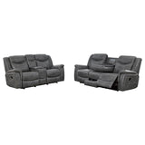 Conrad 2-piece Upholstered Padded Arm Motion Sofa Set Grey | Grey | 650354-S2