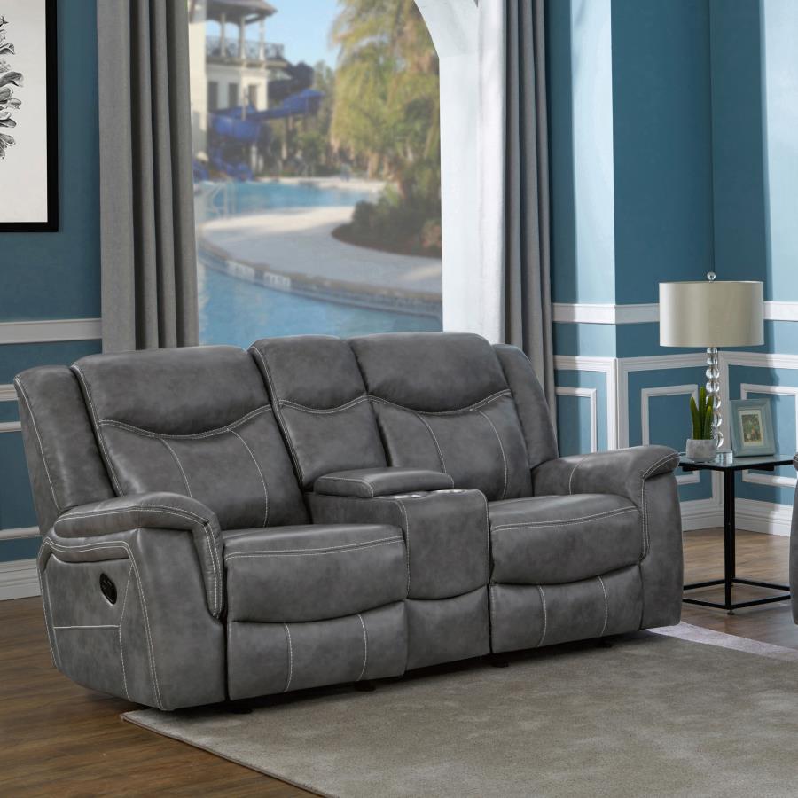 Conrad Upholstered Padded Arm Glider Loveseat Grey | Grey | 650355