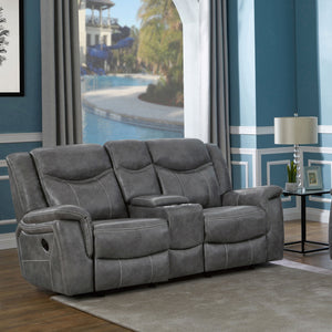 Conrad Upholstered Padded Arm Glider Loveseat Grey