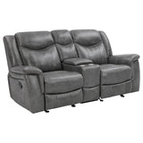 Conrad Upholstered Padded Arm Glider Loveseat Grey | Grey | 650355