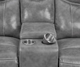 Conrad Upholstered Padded Arm Glider Loveseat Grey | Grey | 650355