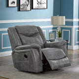 Conrad Upholstered Padded Arm Glider Recliner Grey | Grey | 650356