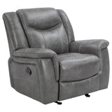 Conrad Upholstered Padded Arm Glider Recliner Grey | Grey | 650356