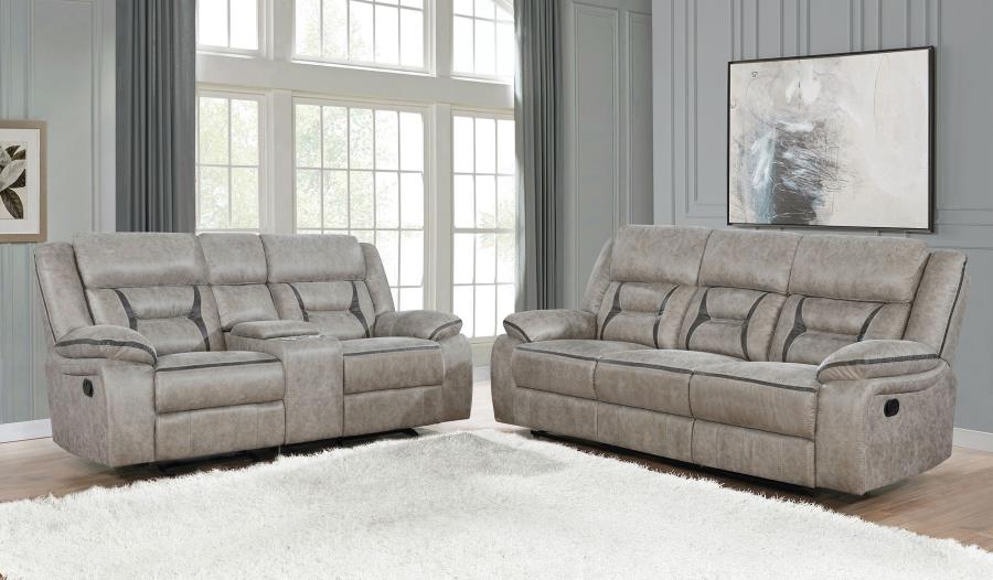 Greer 2-piece Upholstered Reclining Sofa Set Taupe | Beige | Taupe | 651351-S2