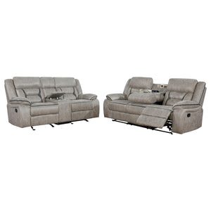 Greer 2-piece Upholstered Reclining Sofa Set Taupe