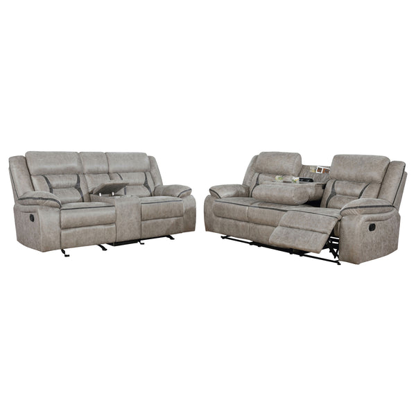 Greer 2-piece Upholstered Reclining Sofa Set Taupe