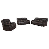 Greer 3-piece Upholstered Reclining Sofa Set Brown | Brown | 651354-S3