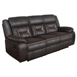 Greer Upholstered Motion Reclining Sofa Brown | Brown | 651354
