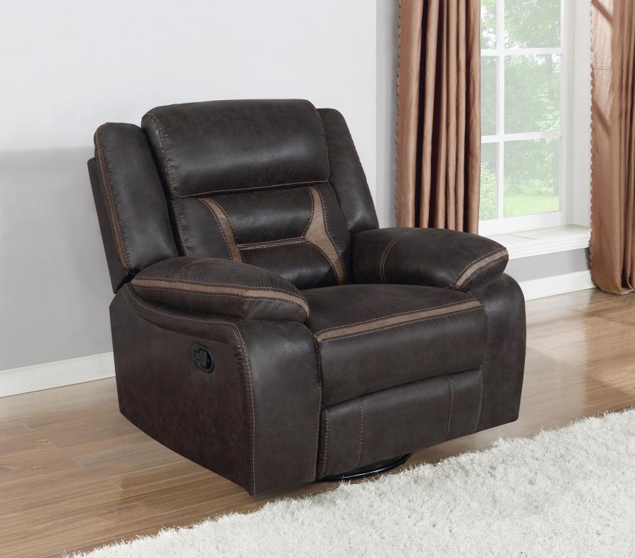 Greer Upholstered Swivel Glider Recliner Chair Brown | Brown | 651356