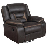 Greer Upholstered Swivel Glider Recliner Chair Brown