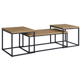 Straden 3-piece Engineered Wood Coffee Table Set Mango and Black | Brown | Mango | 700144