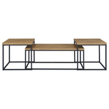 Straden 3-piece Engineered Wood Coffee Table Set Mango and Black | Brown | Mango | 700144
