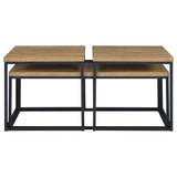 Straden 3-piece Engineered Wood Coffee Table Set Mango and Black | Brown | Mango | 700144