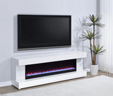 Mallory TV Stand Fireplace Console Bluetooth Speaker White High Gloss | Full | White | White High Gloss | 701813
