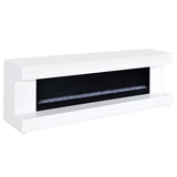 Mallory TV Stand Fireplace Console Bluetooth Speaker White High Gloss | Full | White | White High Gloss | 701813