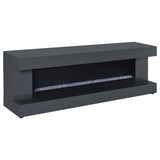 Mallory TV Stand Fireplace Console Bluetooth Speaker Grey High Gloss | Full | Grey | Grey High Gloss | 701823