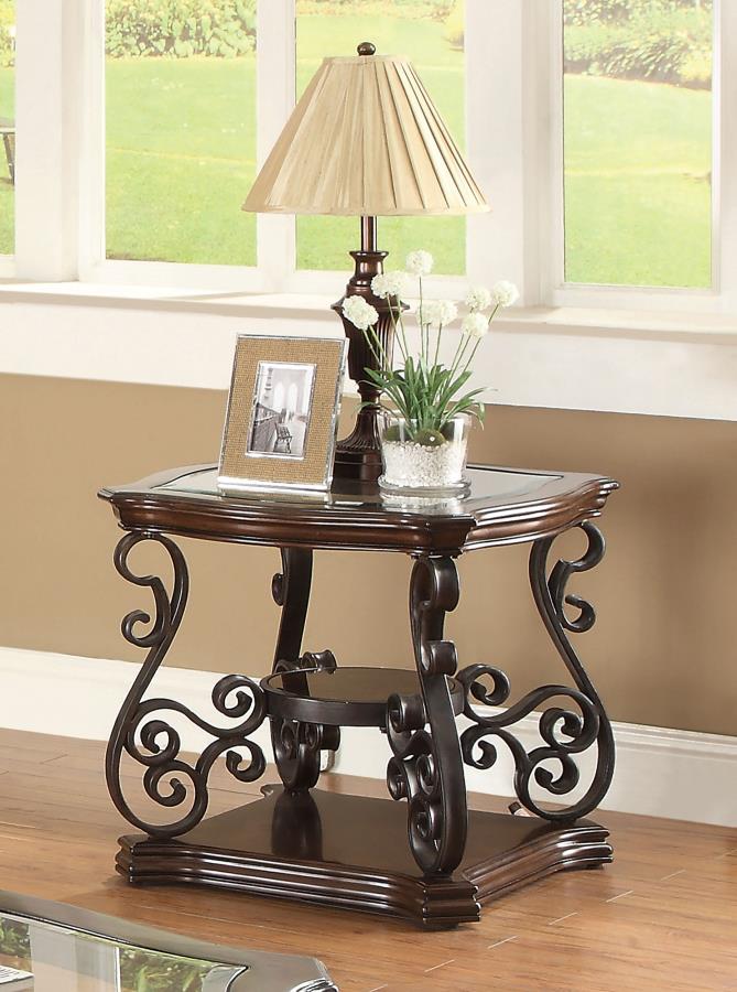 Laney 1-shelf Glass Top Square End Table Deep Merlot