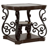 Laney 1-shelf Glass Top Square End Table Deep Merlot | Brown | Dark Merlot | 702447