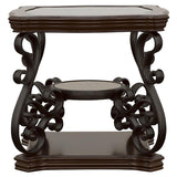 Laney 1-shelf Glass Top Square End Table Deep Merlot | Brown | Dark Merlot | 702447