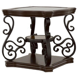 Laney 1-shelf Glass Top Square End Table Deep Merlot | Brown | Dark Merlot | 702447