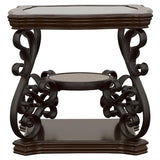Laney 1-shelf Glass Top Square End Table Deep Merlot | Brown | Dark Merlot | 702447