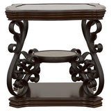 Laney 1-shelf Glass Top Square End Table Deep Merlot | Brown | Dark Merlot | 702447