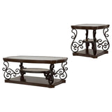 Laney 2-piece Glass Top Coffee and End Table Set Dark Merlot | Brown | Dark Merlot | 702448-S2