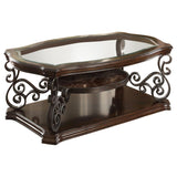 Laney 2-piece Glass Top Coffee and End Table Set Dark Merlot | Brown | Dark Merlot | 702448-S2
