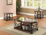 Laney 3-piece Glass Top Coffee and End Table Set Dark Merlot | Brown | Dark Merlot | 702448-S3