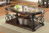 Laney 1-shelf Glass Top Rectangular Coffee Table Deep Merlot | King | Brown | Dark Merlot | 702448