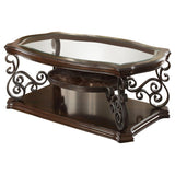 Laney 1-shelf Glass Top Rectangular Coffee Table Deep Merlot | King | Brown | Dark Merlot | 702448