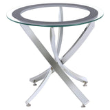 Brooke Round Glass Top Side End Table Metal Base Chrome | Full | Silver | Chrome | 702587